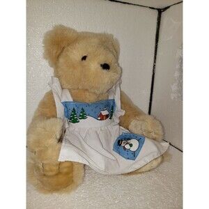 Carlton Cards Teddy Bear Plush 12 Inch Christmas Apron Collectible Toy EUC